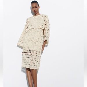 Zara Cream Open-Knit Cardigan